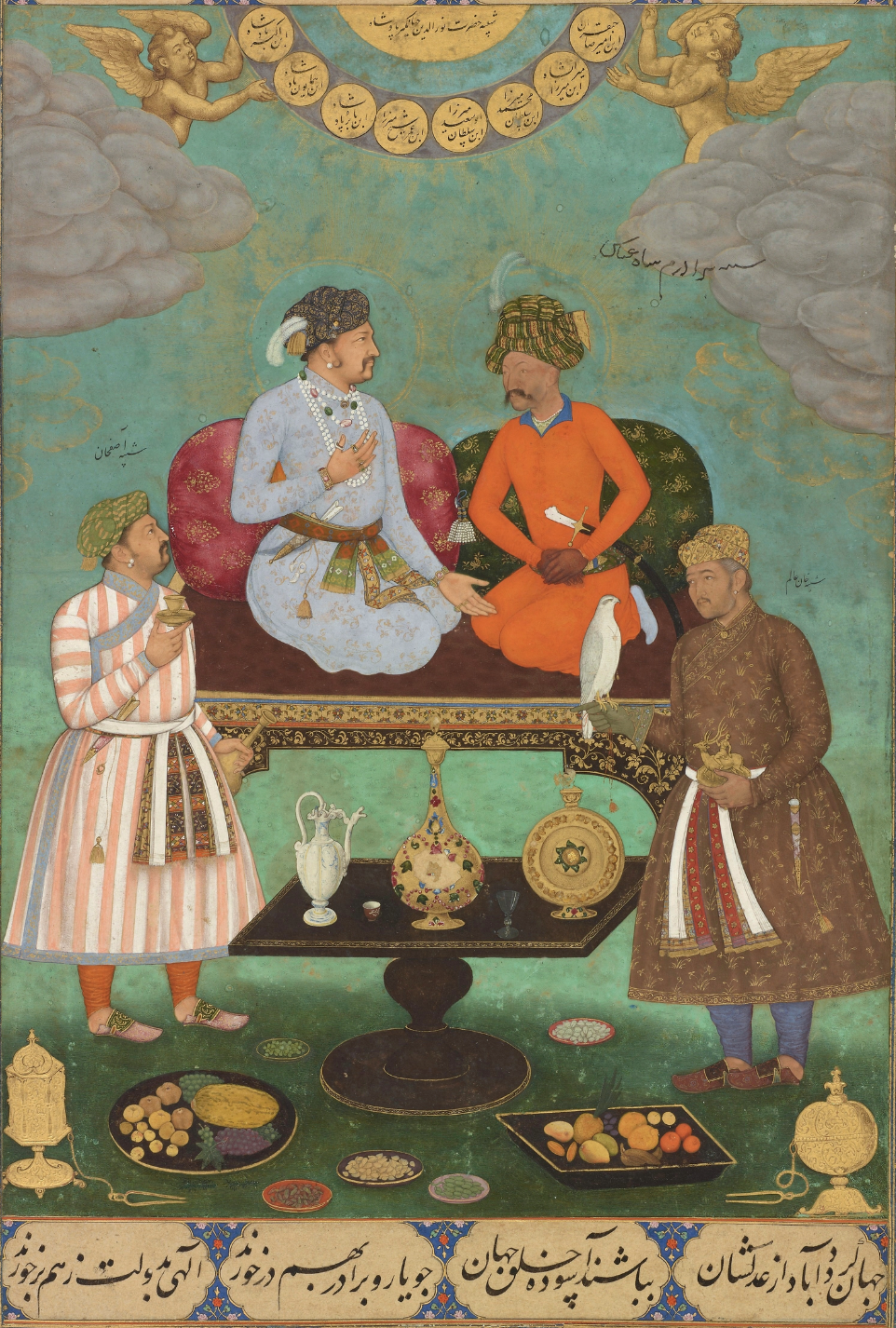 Attribué à Bishandas, Jahangir accueillant Shah Abbas, Washington DC, Freer Gallery of Art, vers 1618.